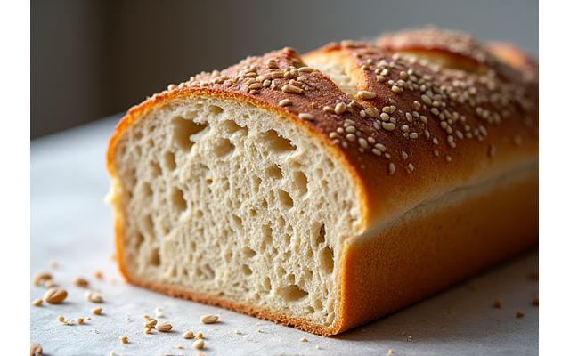 Pain aux céréales avec graines visibles sur la croûte