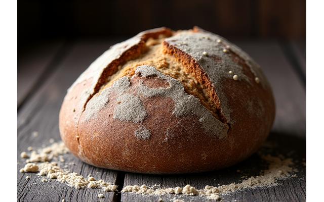 Pain de seigle foncé, dense et rustique