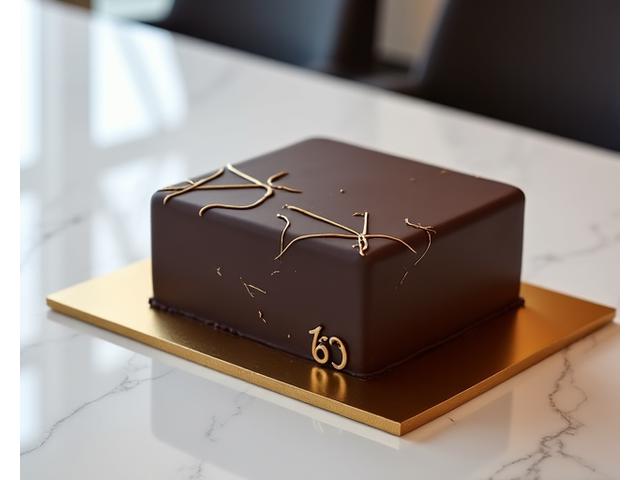 Gâteau d'entreprise élégant avec le logo d'une marque et des couleurs sobres, adapté pour une inauguration ou un événement corporate.