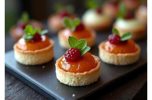 Plateaux de mini-desserts et verrines pour un cocktail dînatoire